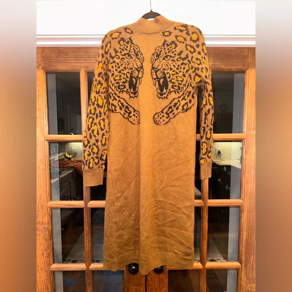 EUC Show Me Your‎ Mimi Size XS Oversized Leopard Print Brown Open Cardigan